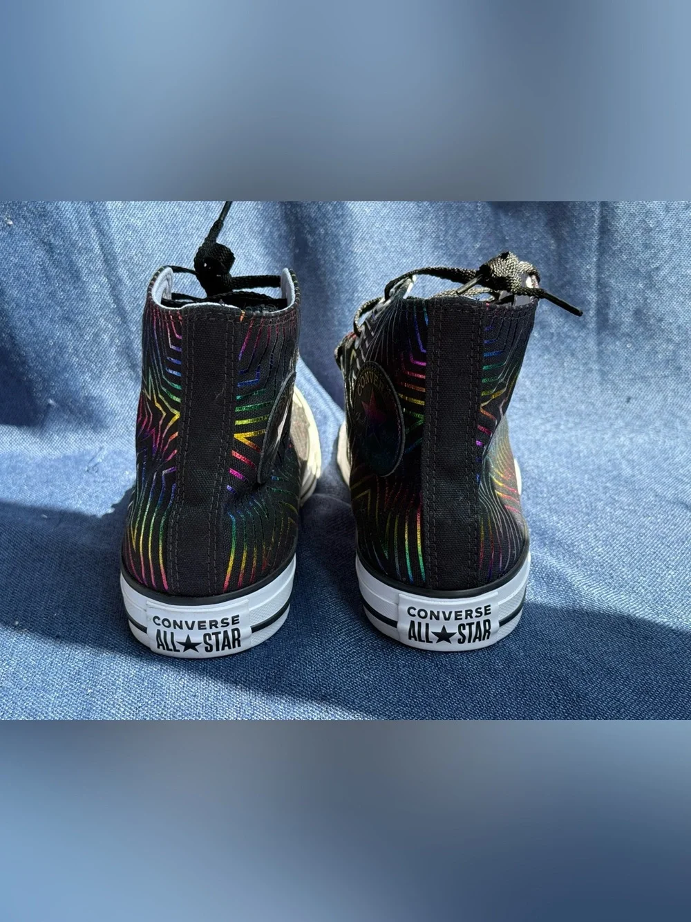 Converse Chuck Taylor All Star Rainbow Foil Chevron High Tops Women's Size 8 NWO